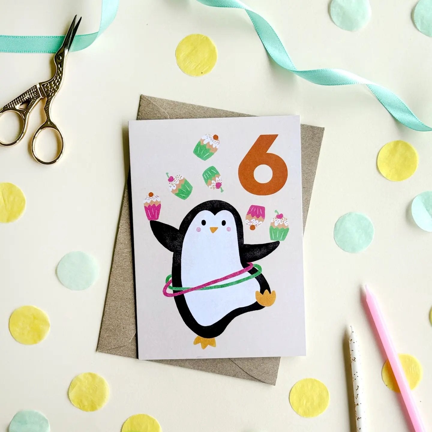 Lauren Sissons ~ Age 6 Penguin Birthday Card