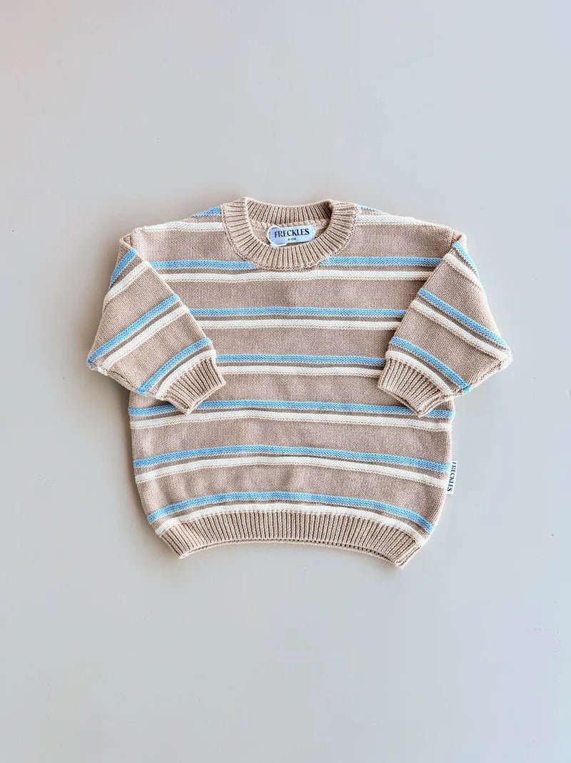Raised Stripe Knit Set - Oat/Arctic Snow
