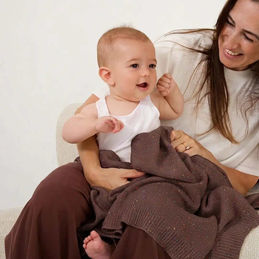The Rainbow Speckled Baby Blanket - Chocolate
