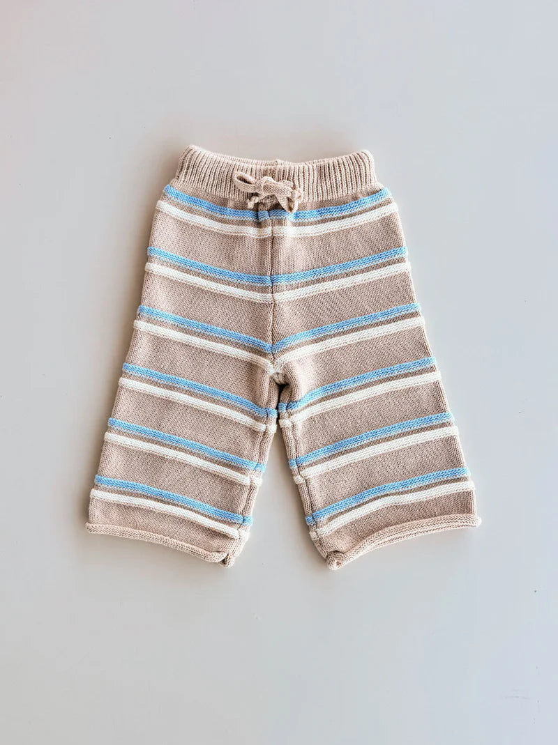 Raised Stripe Knit Set - Oat/Arctic Snow