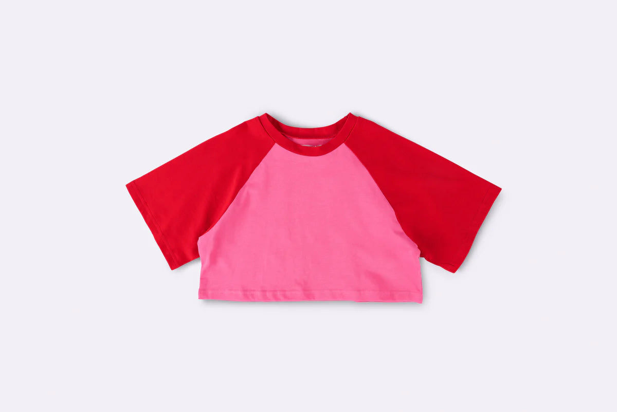 Raglan Crop in Red/Pink