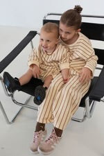 Addie Cotton Stripe Romper - Cream/Latte Stripe