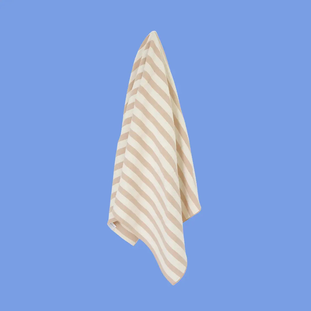 Retro Stripe Organic Cotton Blanket - Stone & Milk