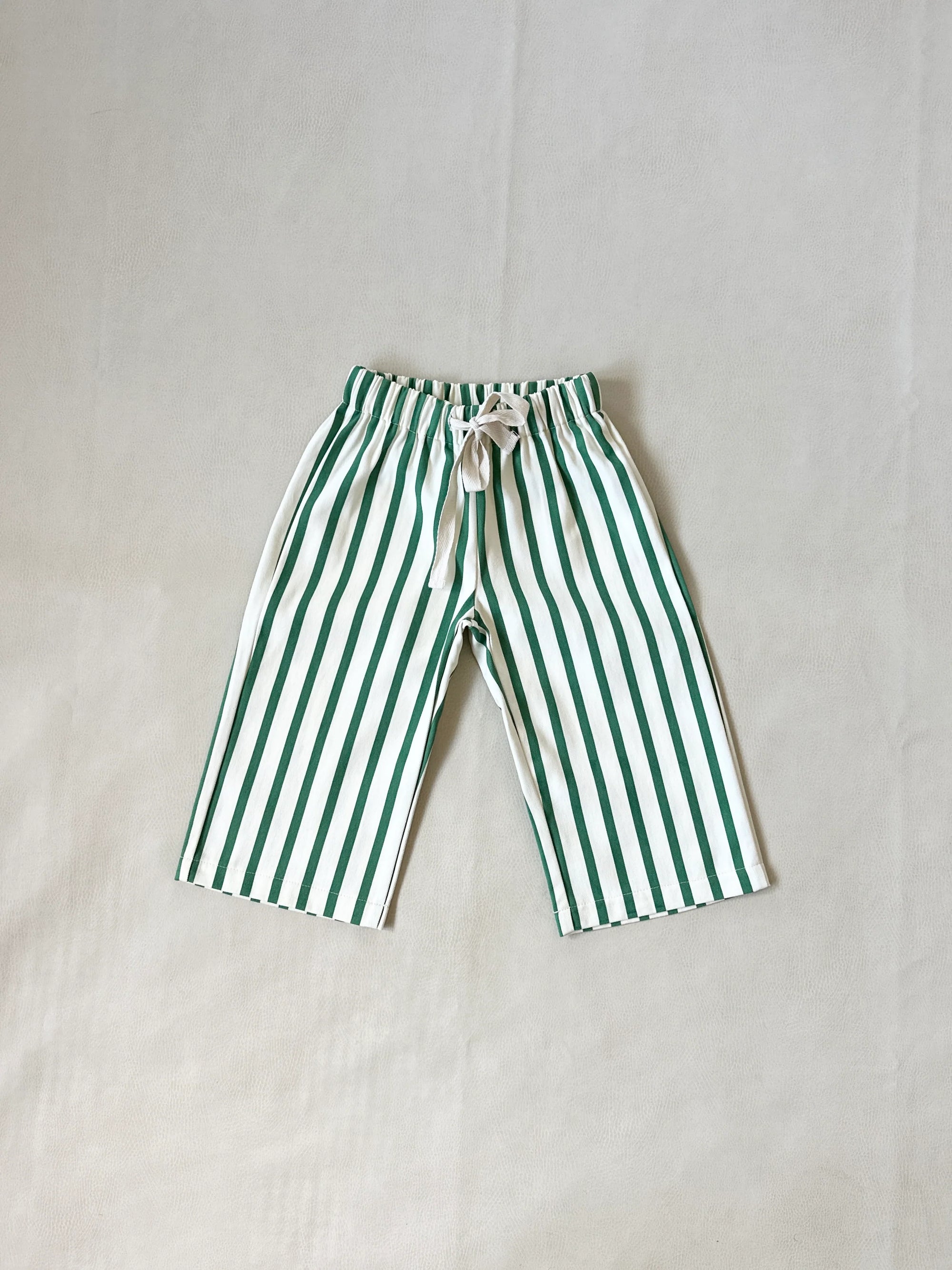 Billie Stripe Cotton Pants - Cream/Green Stripe
