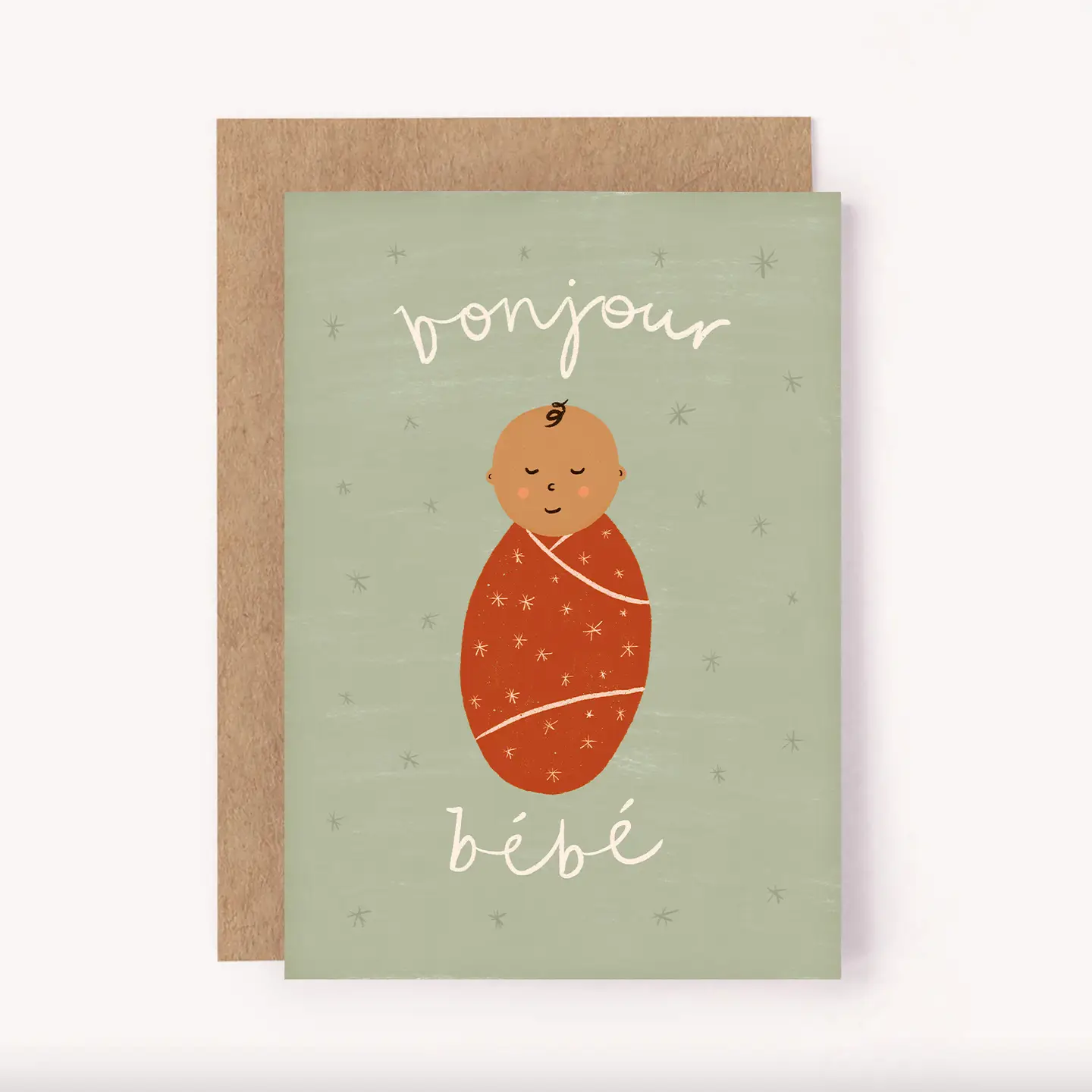 Bonjour Bebe Card - New Baby | Cute Baby Shower Greeting