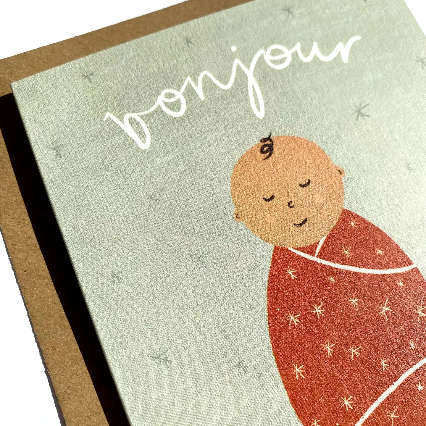 Bonjour Bebe Card - New Baby | Cute Baby Shower Greeting