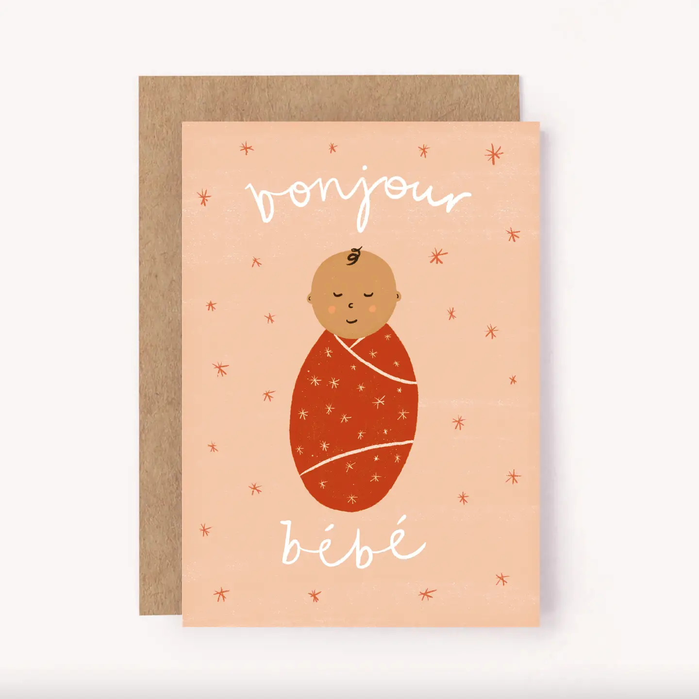 Bonjour Bebe Pink Card - New Baby | Baby Shower Greeting
