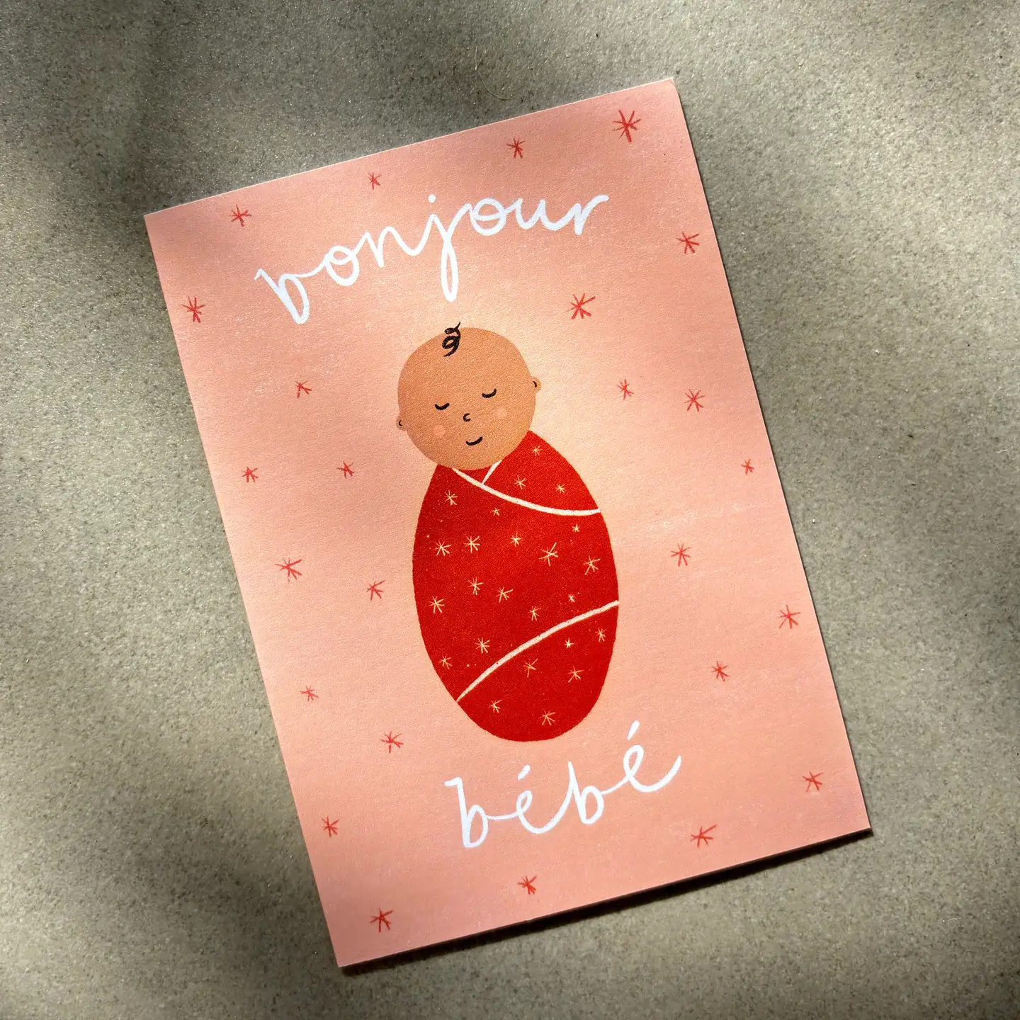 Bonjour Bebe Pink Card - New Baby | Baby Shower Greeting
