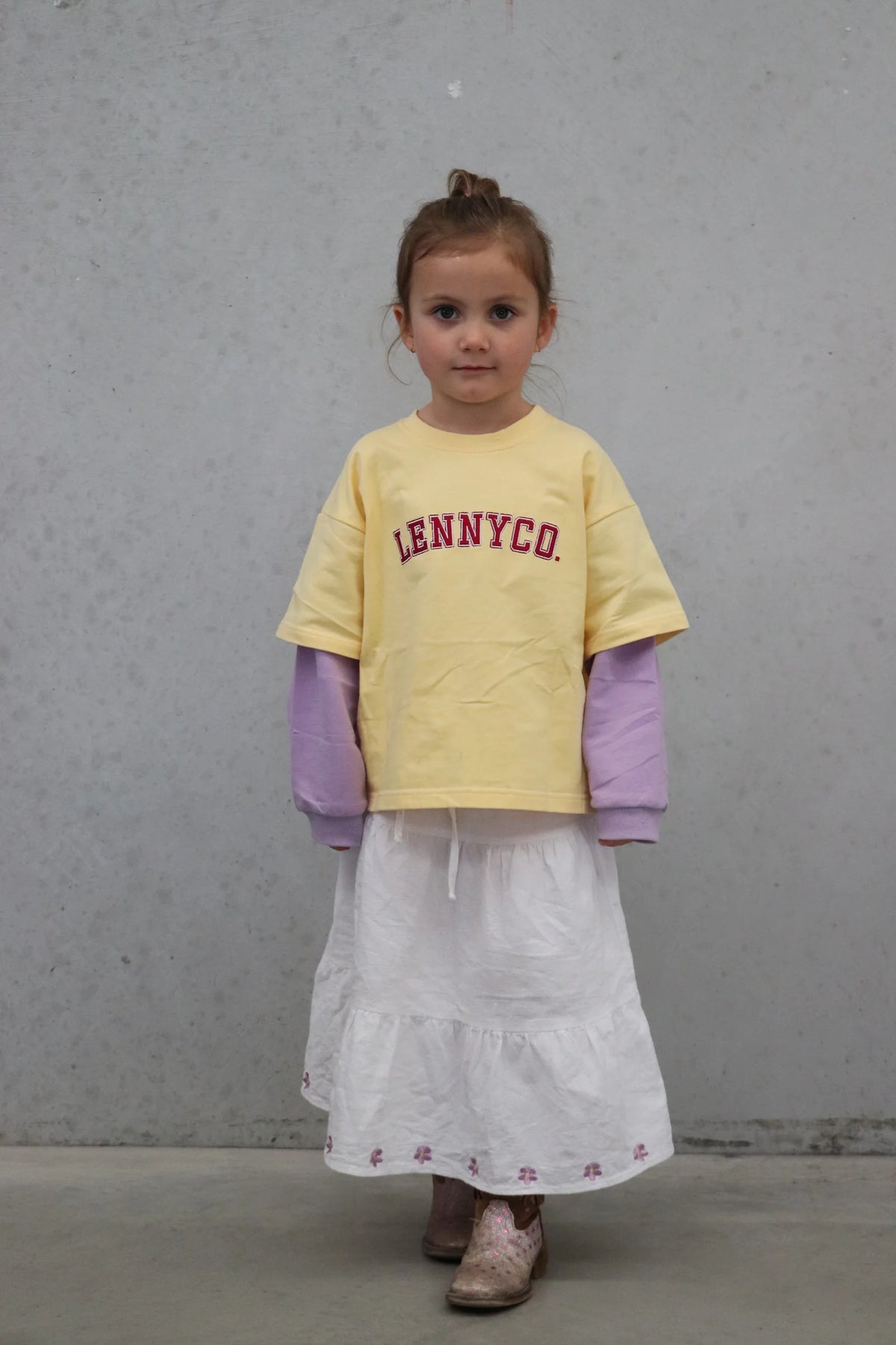 Long Sleeve Layered Tee - Yellow/Purple