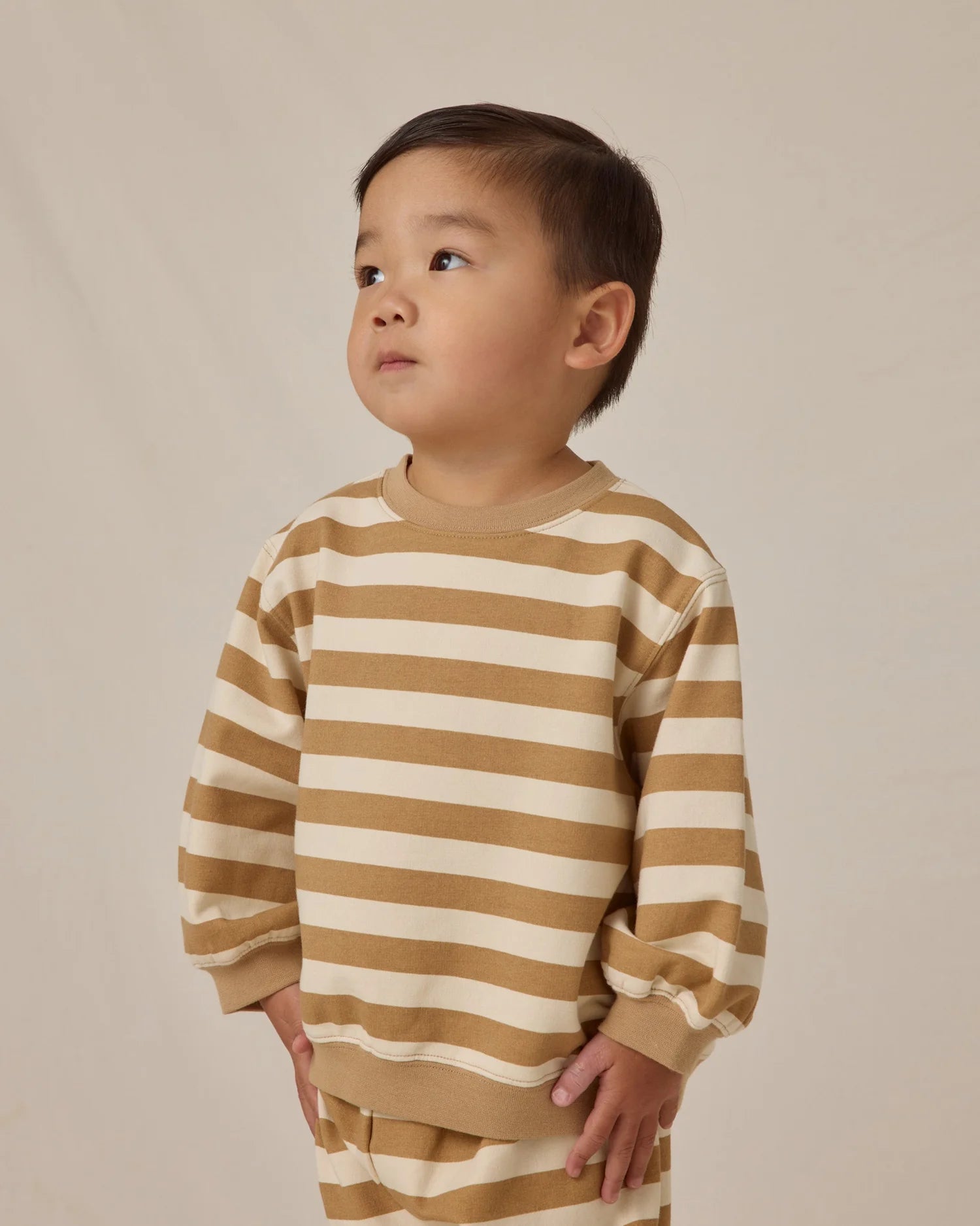 Oversized Crew Sweatshirt - Gold Stripe