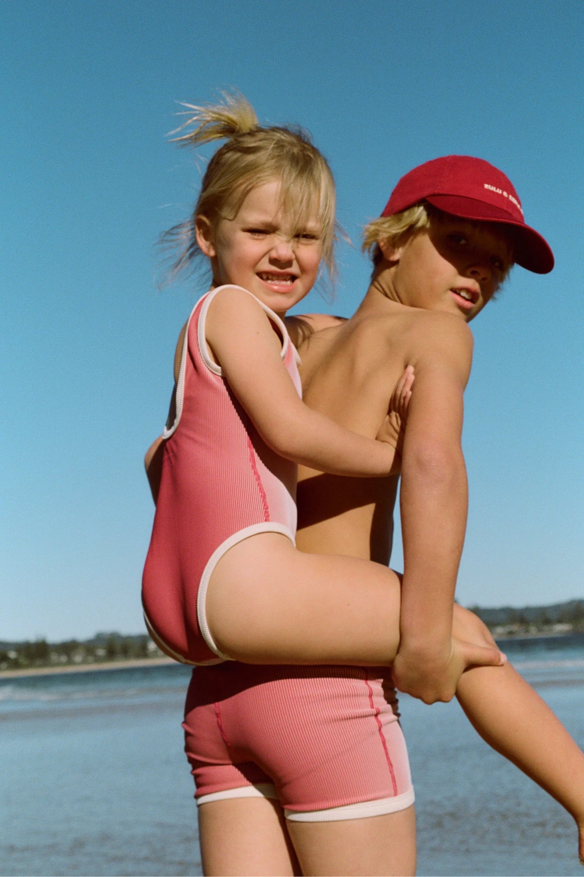 Mini Stripe Surf Short - Clay Red