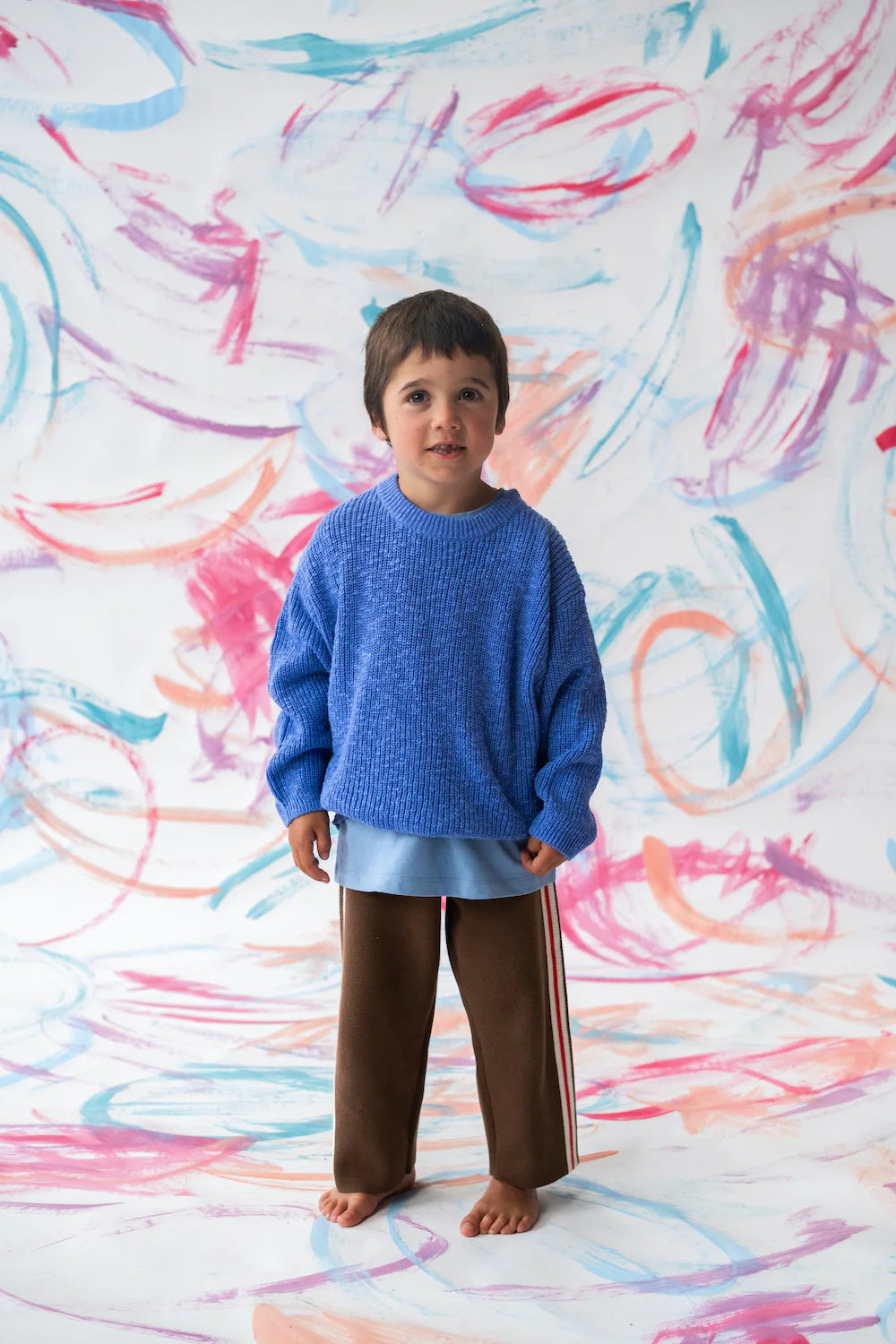 Textured Organic Slub Knit Pull Over - Cobalt