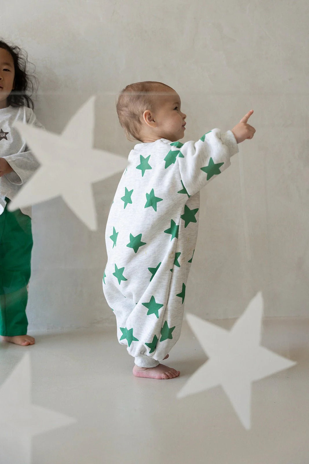 Star Romper - Grey Marl/Emerald