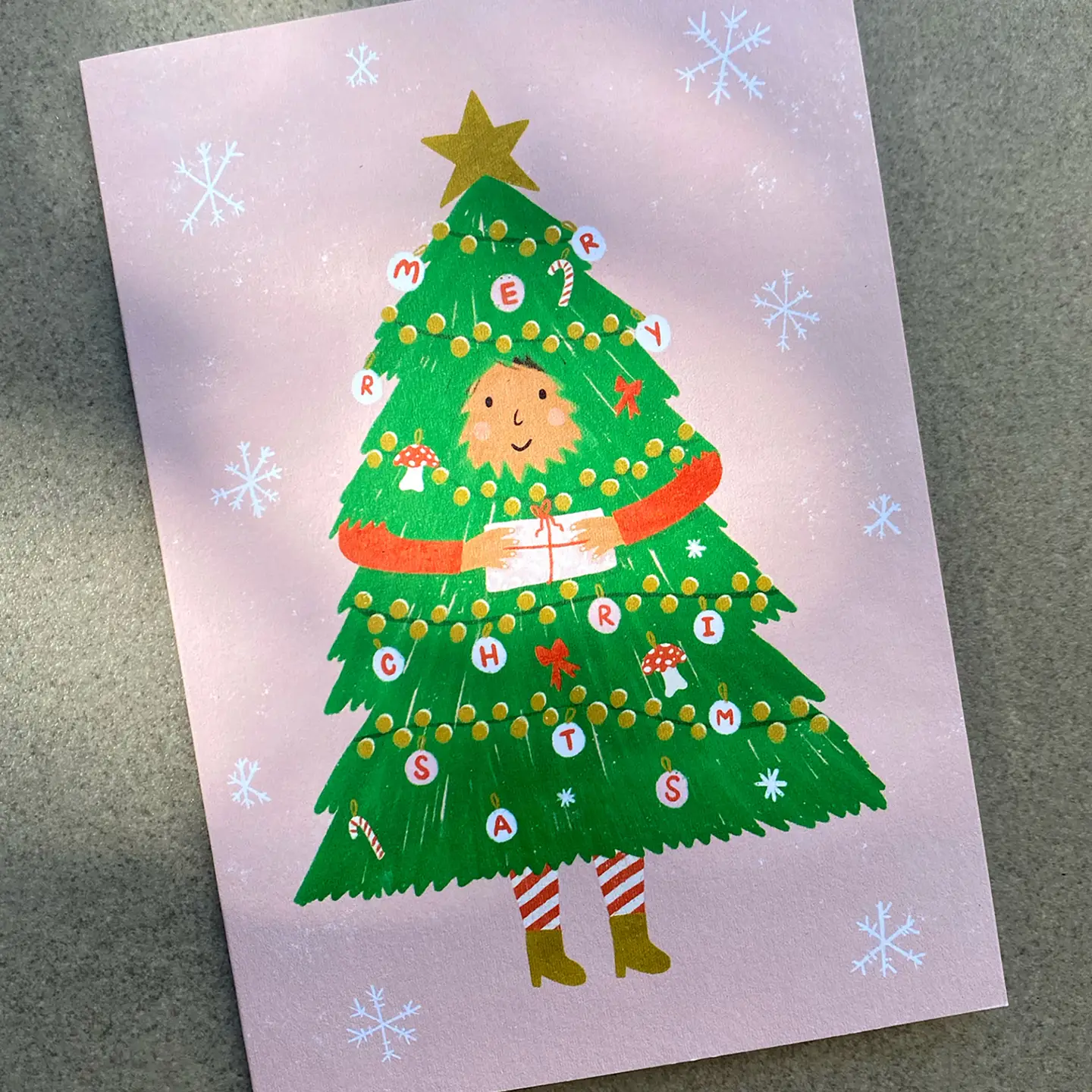 Christmas Tree Helper Card - Cute Xmas Festive Greeting Card