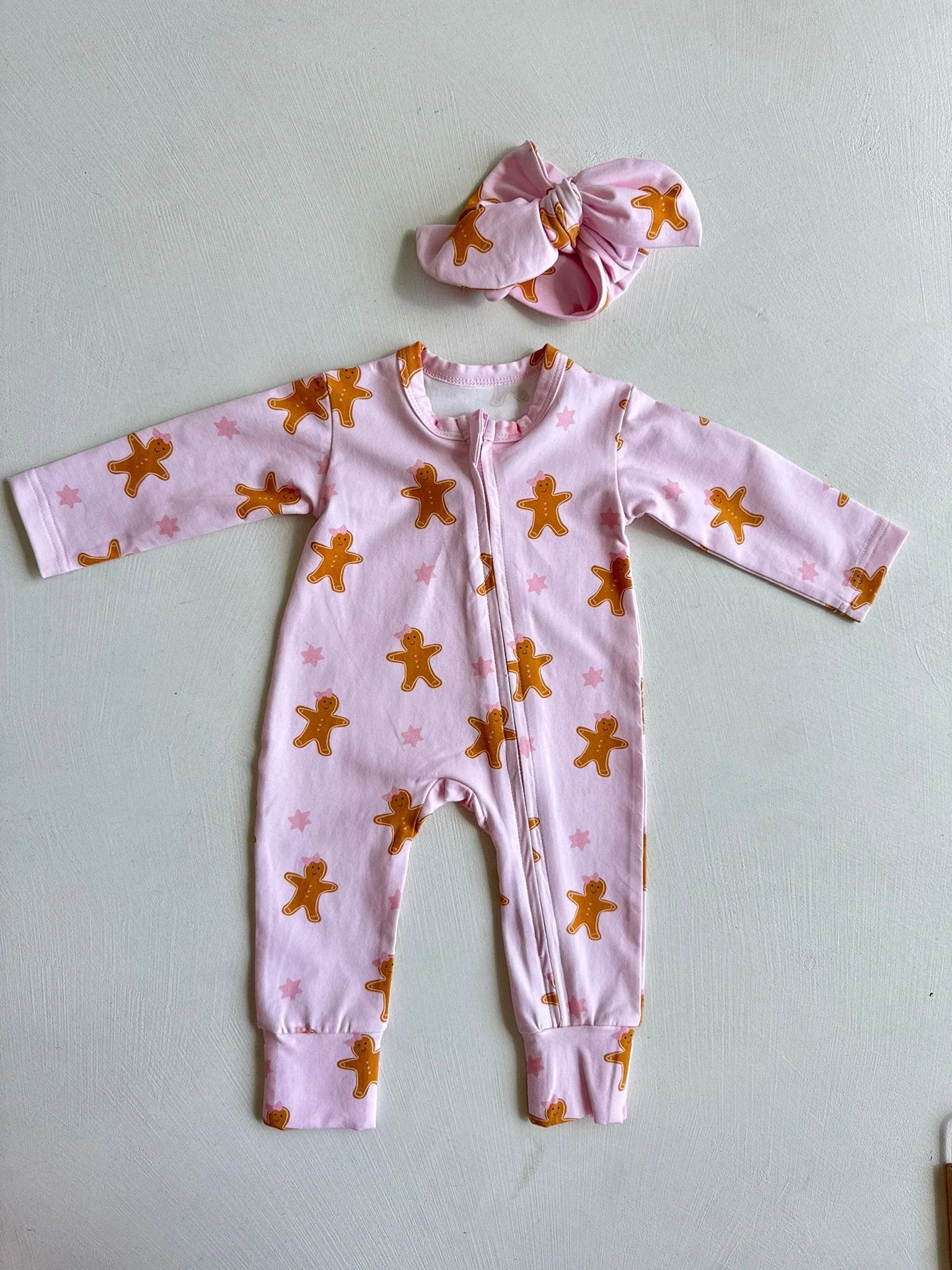 Gingerbread Baby Romper - Pink