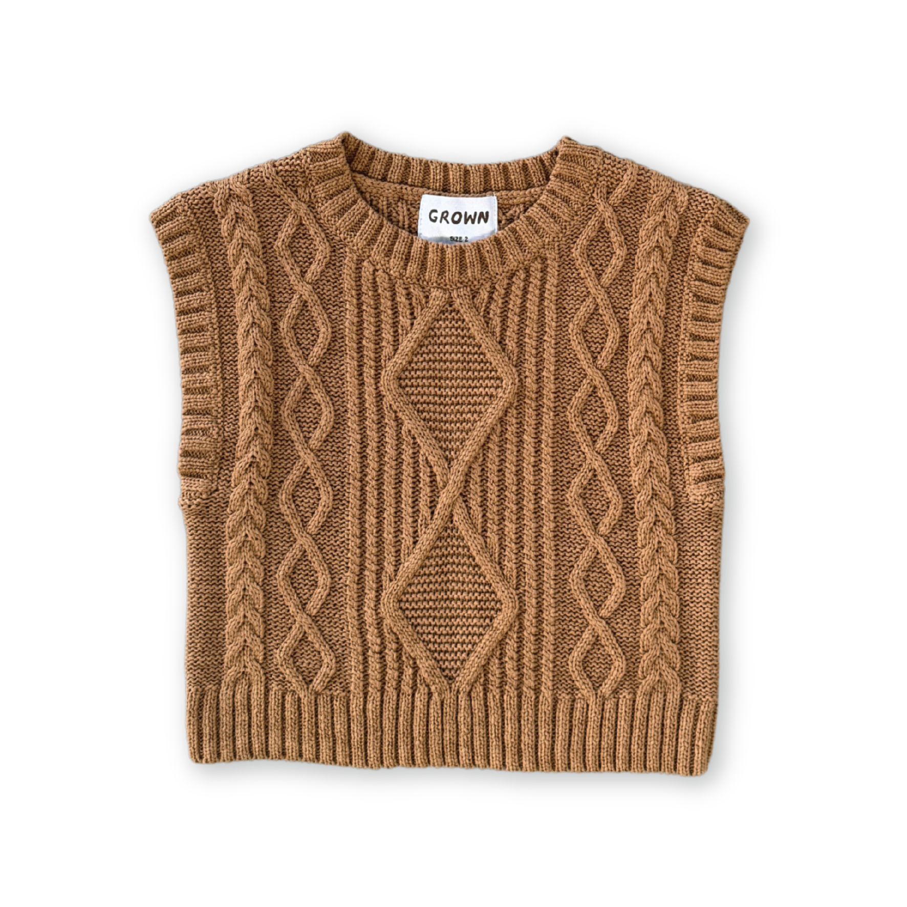 Chunky Cable Knit Vest - Toast