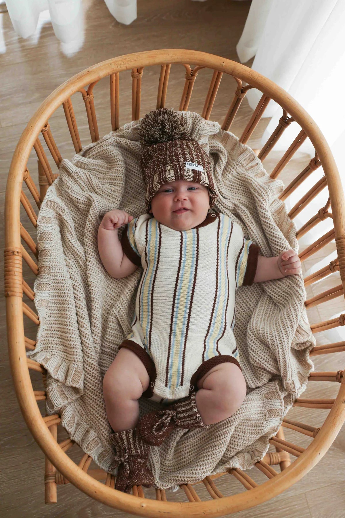 Retro Stripe Romper - Azure