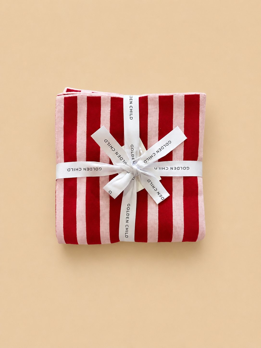 Retro Stripe Organic Cotton Blanket - Candy Pink & Red