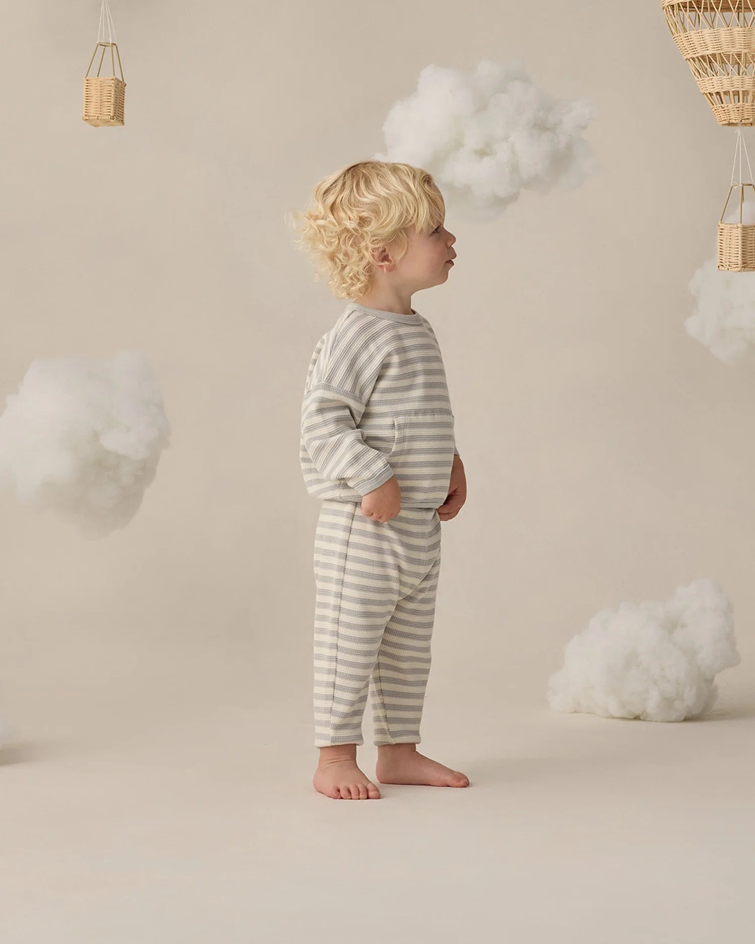 Waffle Sweater Set Sky Stripe