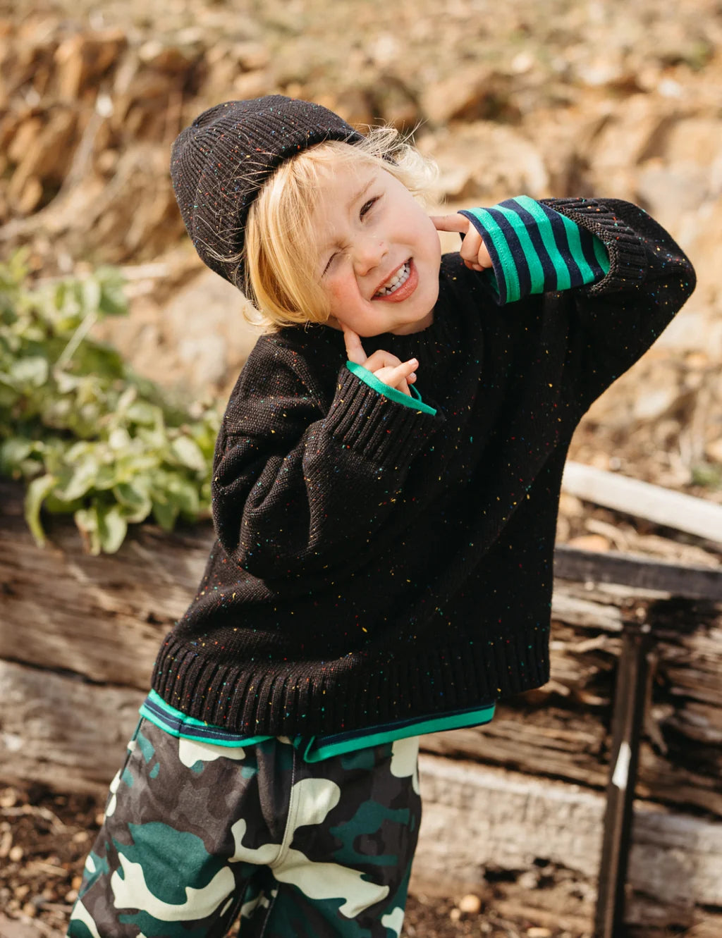 Cotton Beanie in Galaxy Speckle