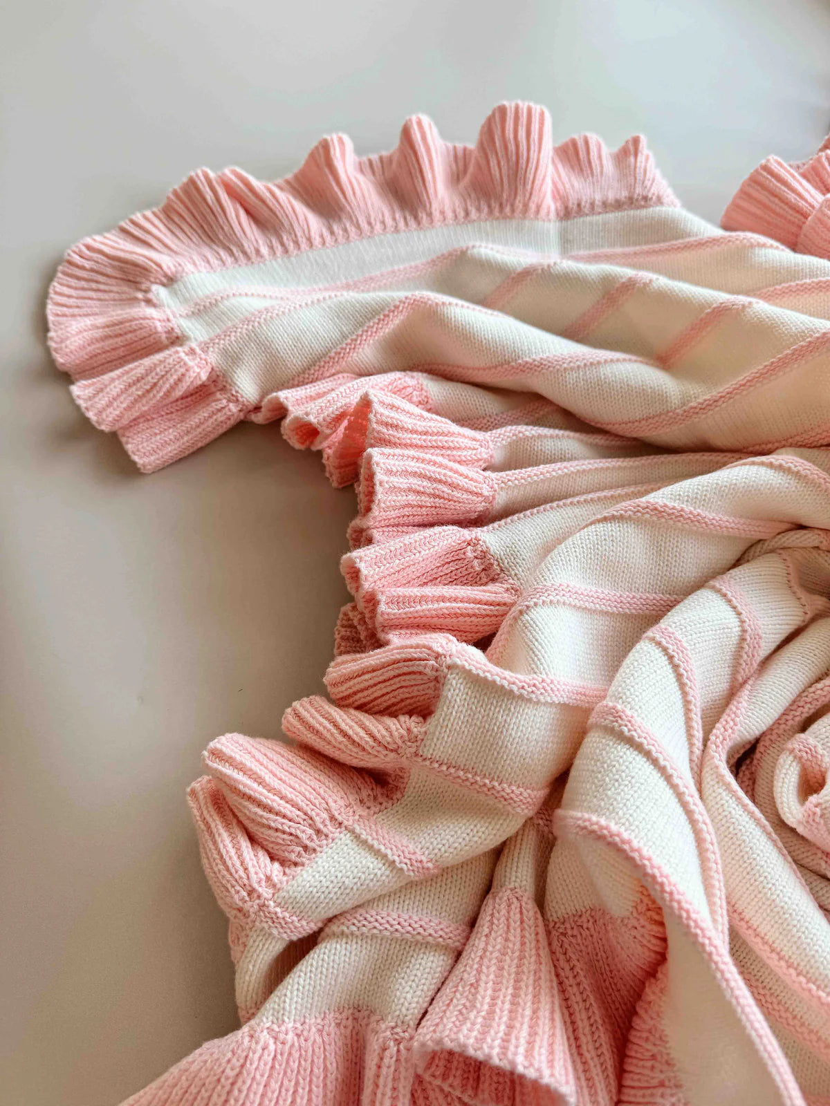 Raised Stripe Frill Blanket - Sweatpea