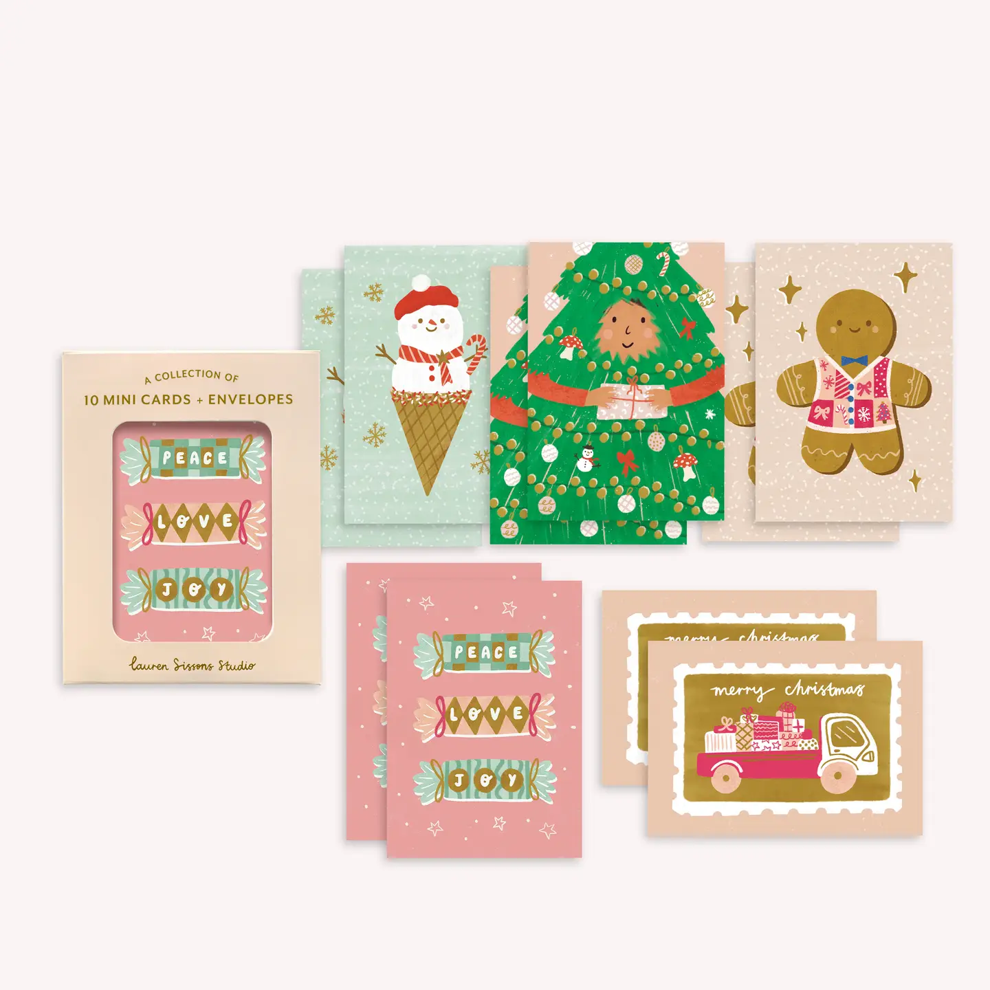 Festive Mini Greeting Card Boxed Set - 10 Holiday Christmas