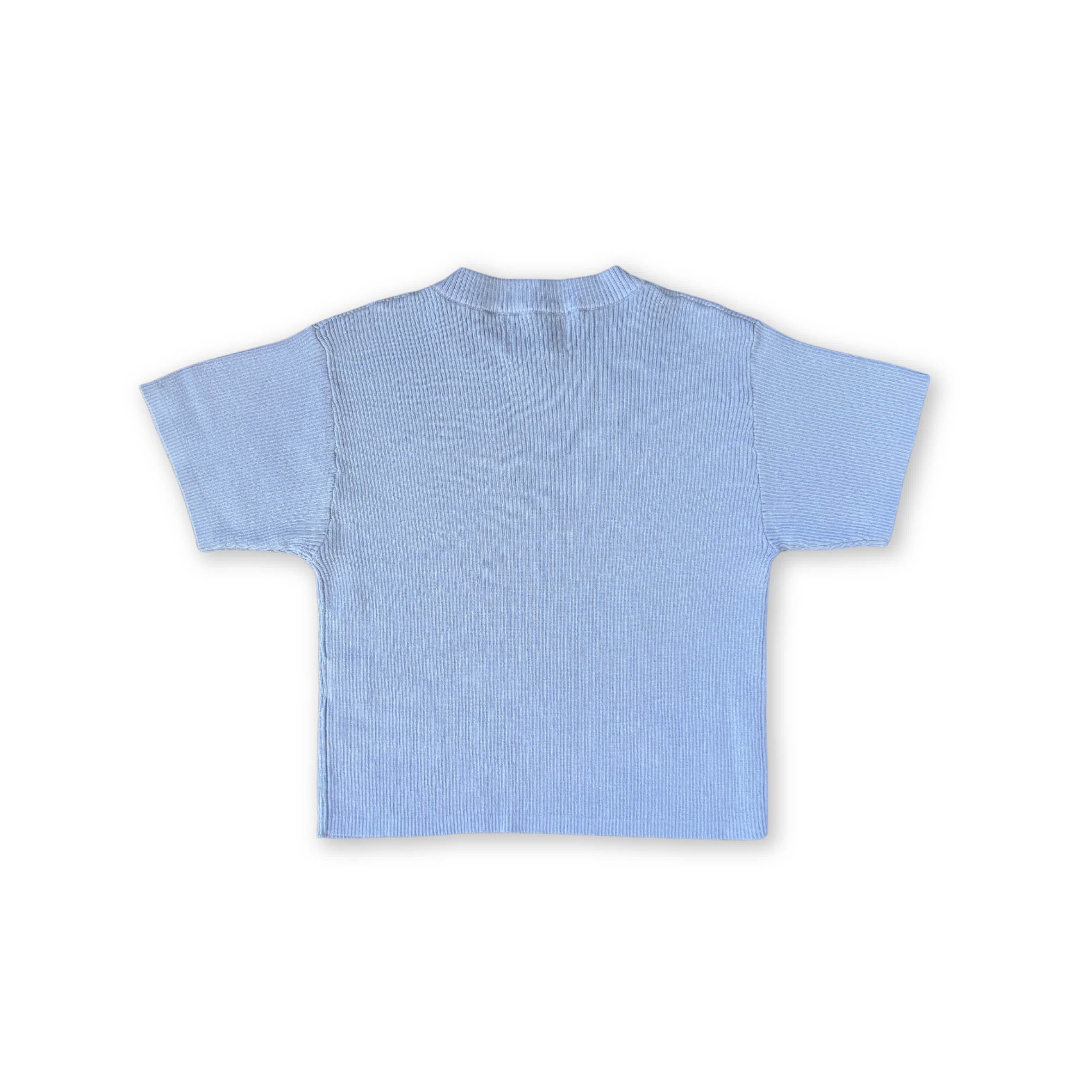 Organic Ribbed Knit Logo Tee - Ocean
