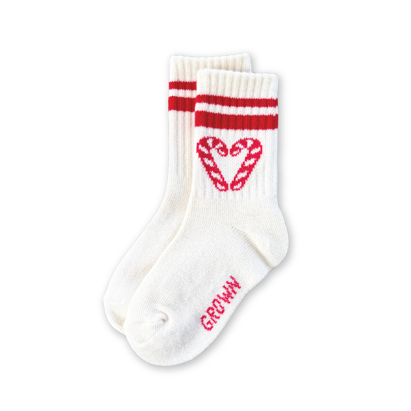 Candy Cane Heart Socks - Milk