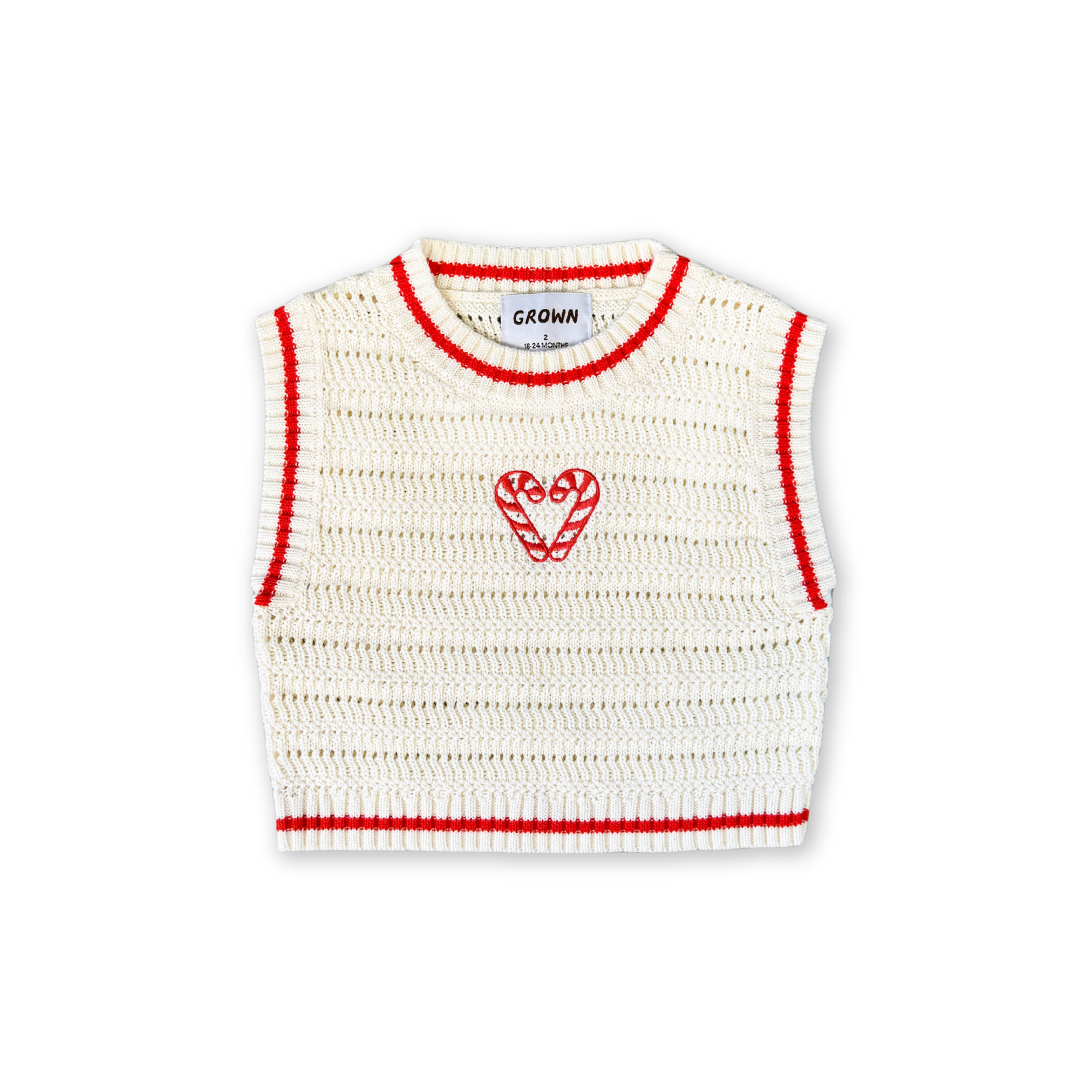 Organic Candy Cane Heart Vest - Milk