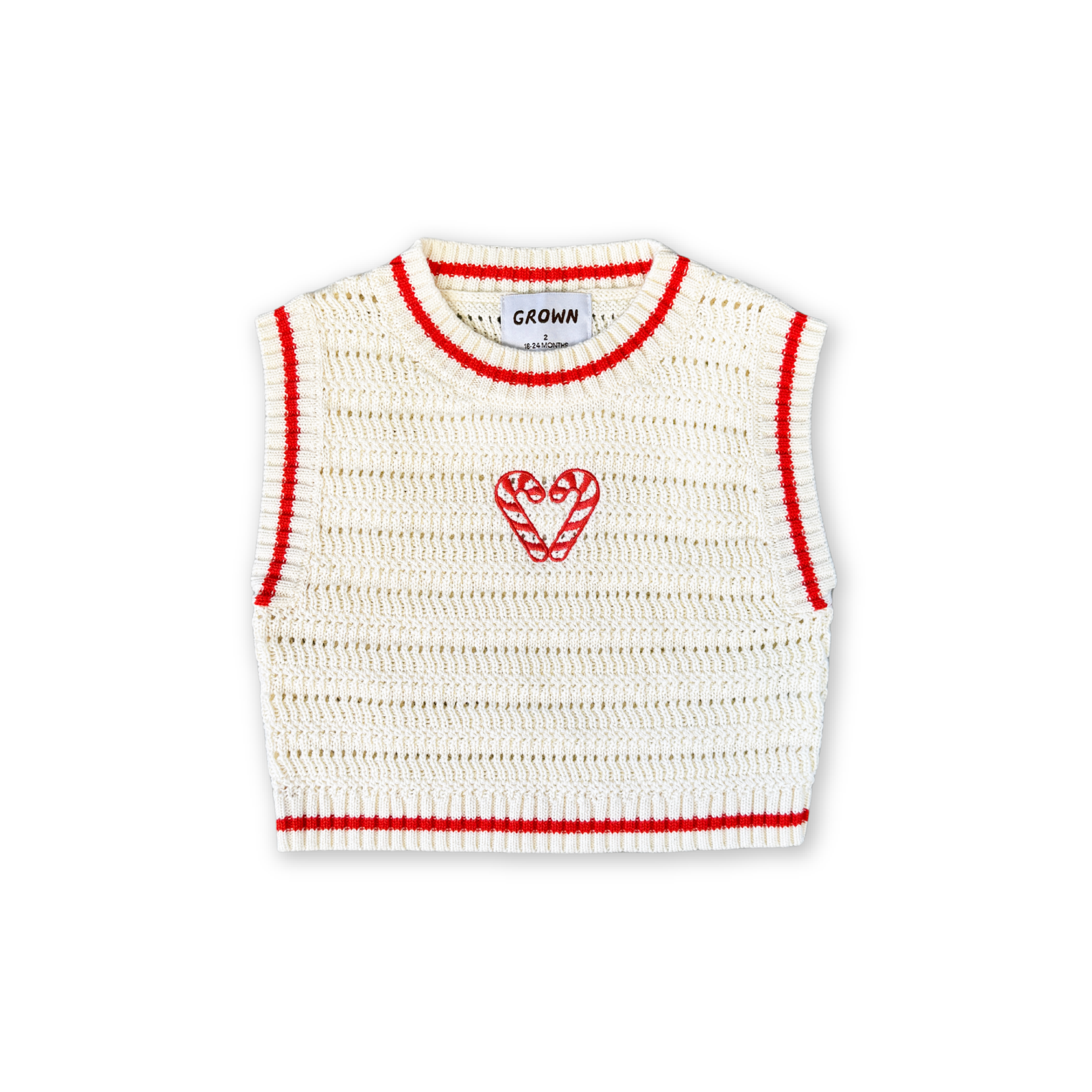 Organic Candy Cane Heart Vest - Milk