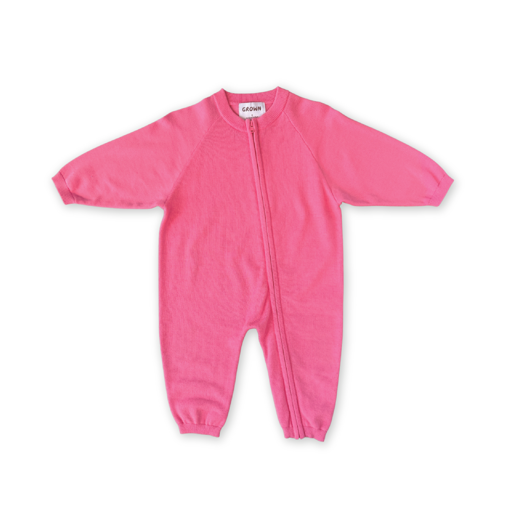 Organic Knit Zipper Starsuit - Bright Sorbet