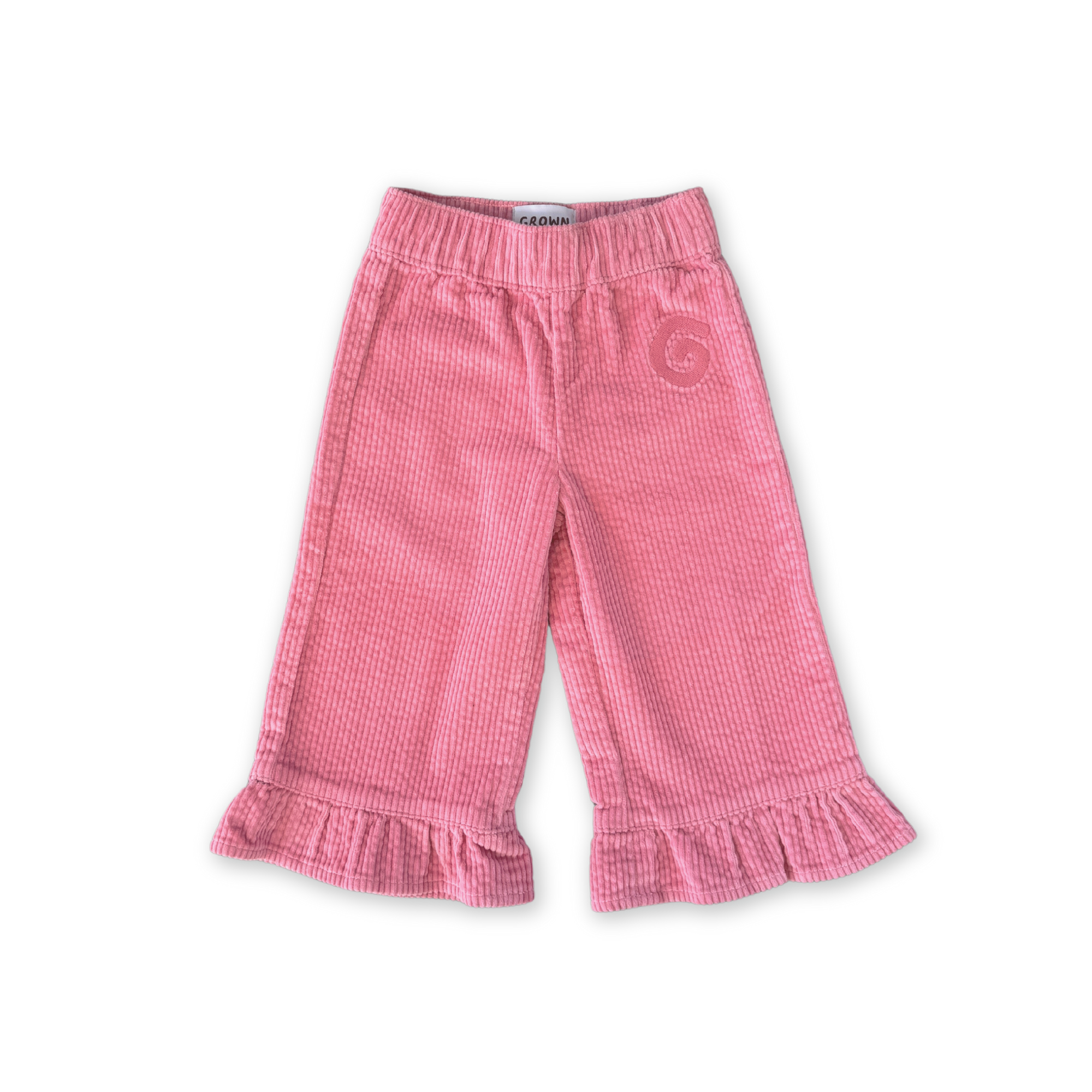 Organic Cord Frill Pant - Sorbet