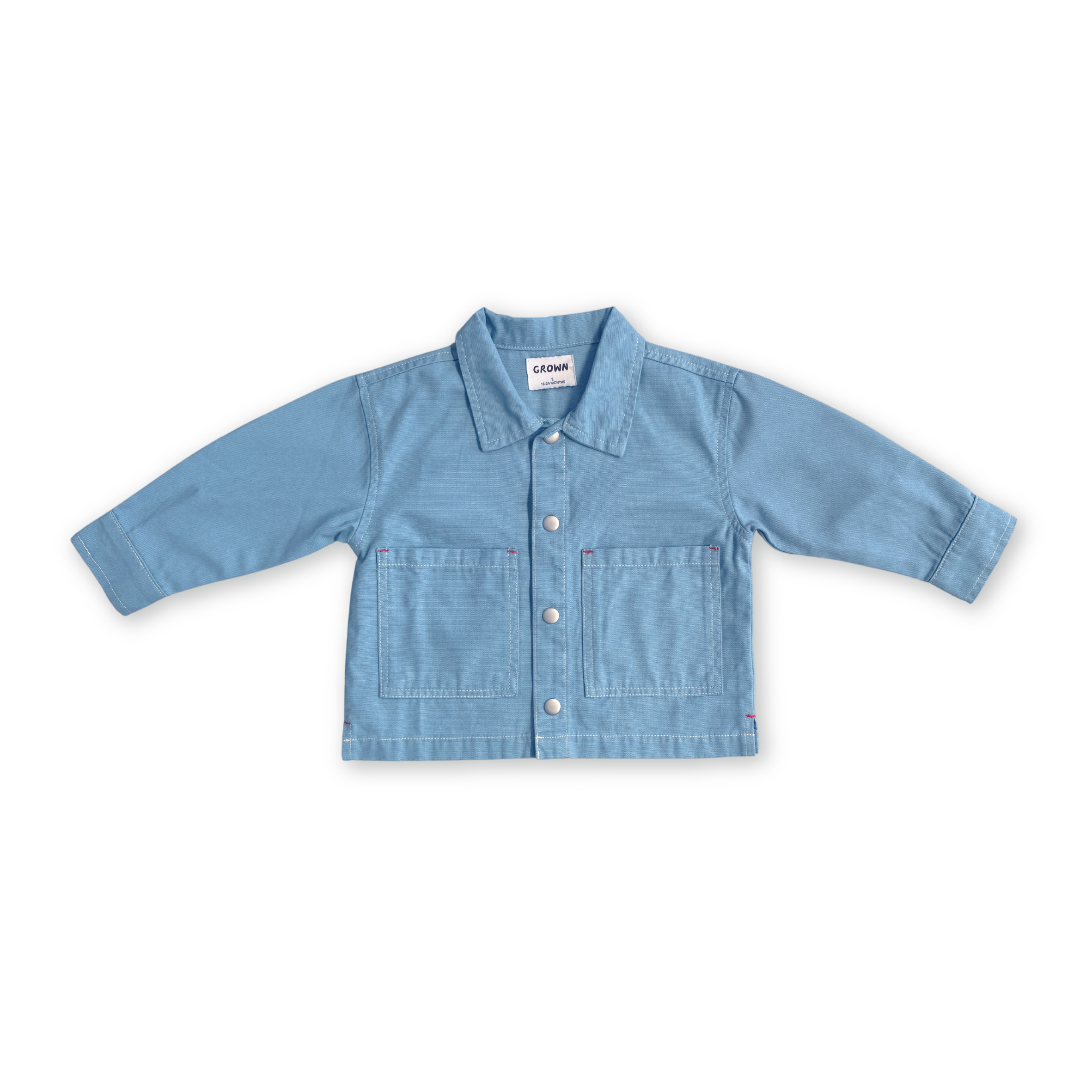 Organic Canvas Utility Shirt Jacket - Duck Egg