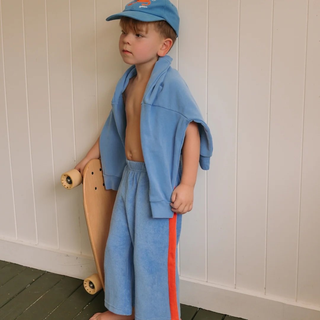 Golden Children ~ Ciao Tutti Relaxed Pants Terry Towel Pool Blue / Napoli