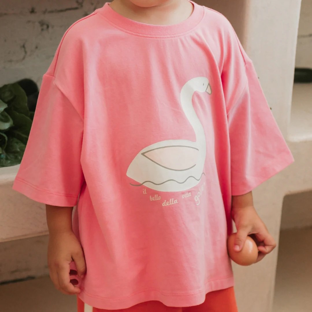 Golden Children ~ Swan Mid Sleeve Tee Meringue Pink
