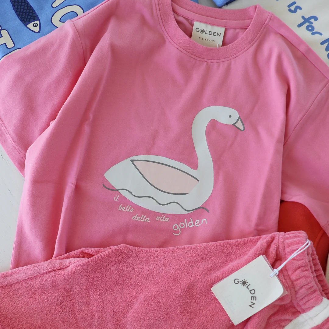 Golden Children ~ Swan Mid Sleeve Tee Meringue Pink