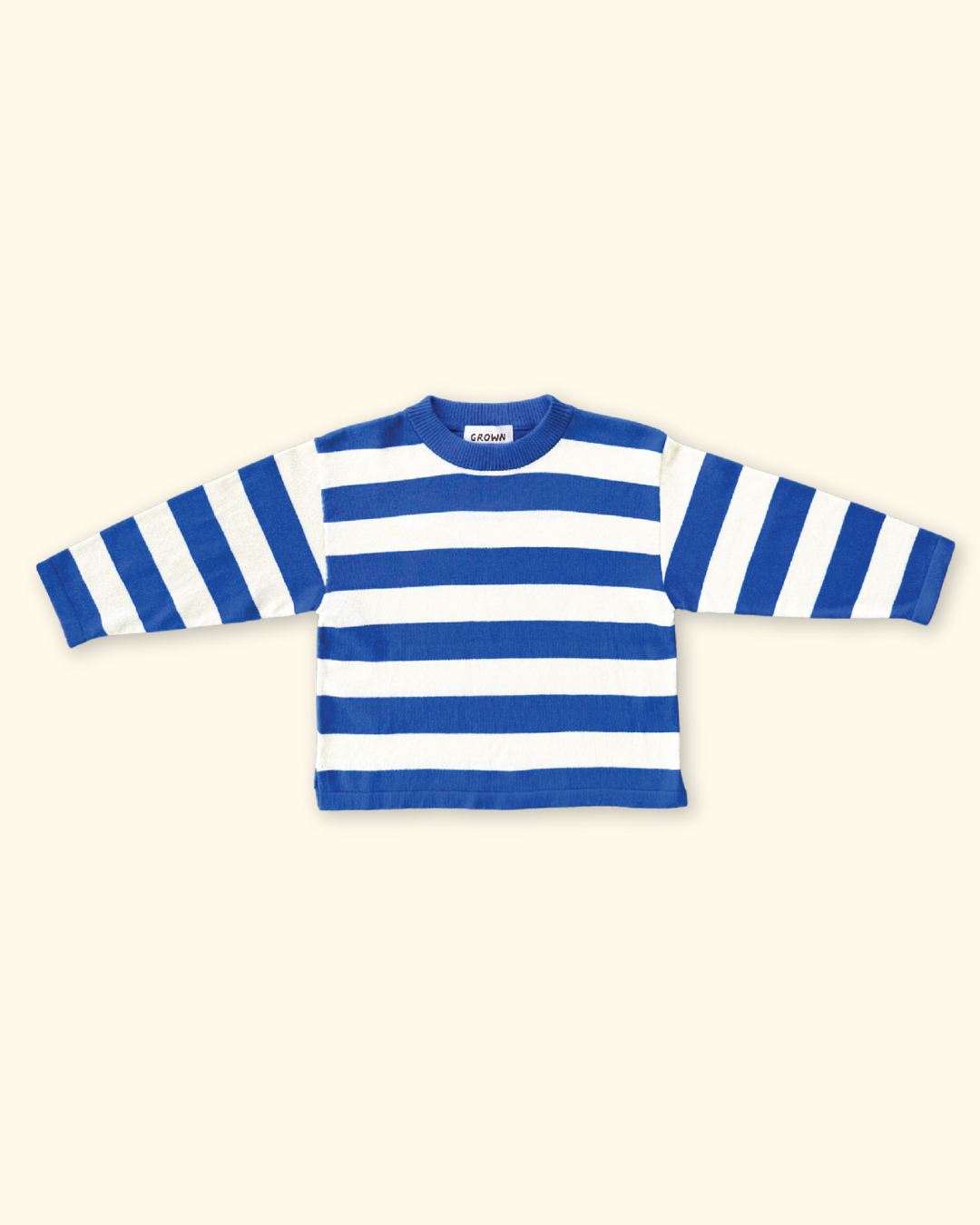 Grown ~ Knitted Stripe Sleeve Tee Sea