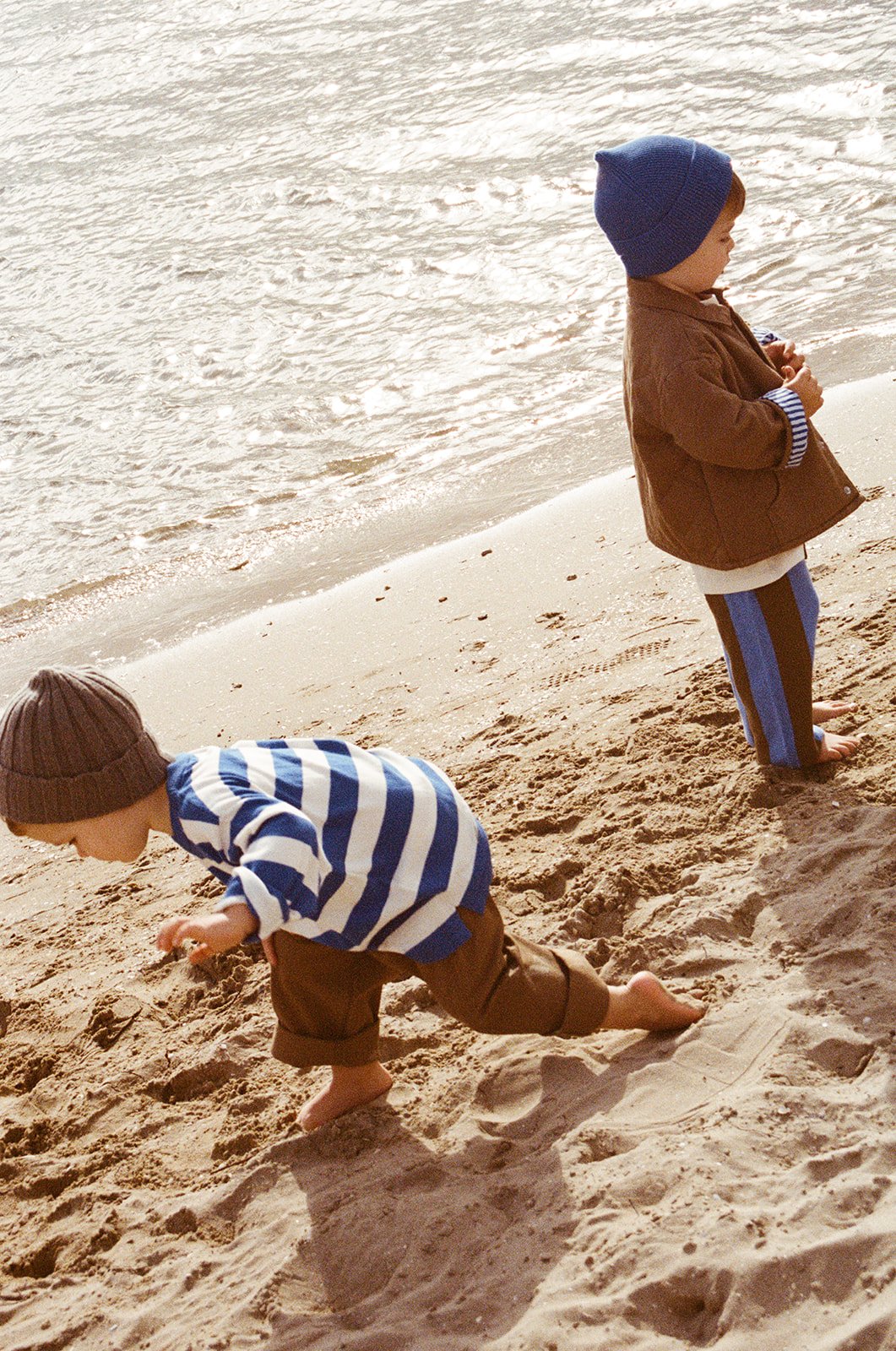 Grown ~ Knitted Stripe Sleeve Tee Sea