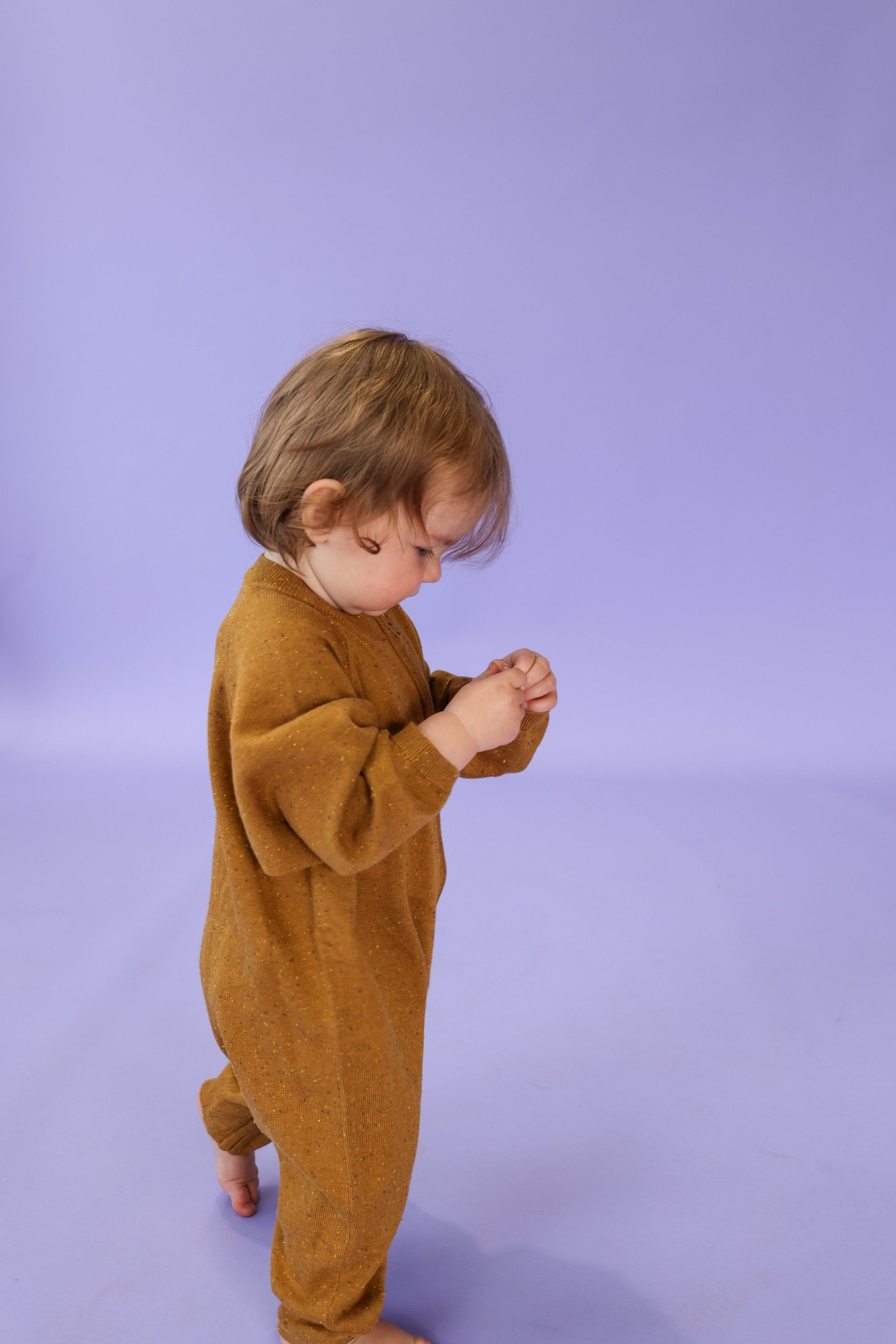 Grown ~ Organic Essential Zip Starsuit Golden Speckle