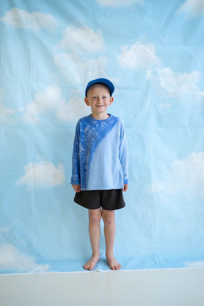 Organic Knitted Tie Dye LS Tee - Pacific