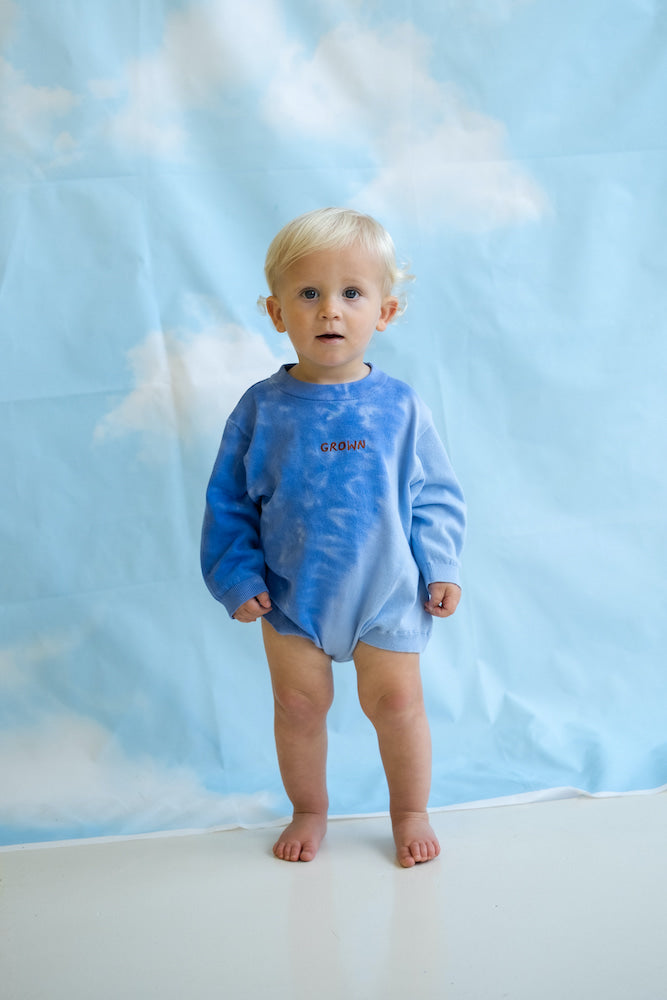 Organic Tie Dye Knit Romper - Pacific