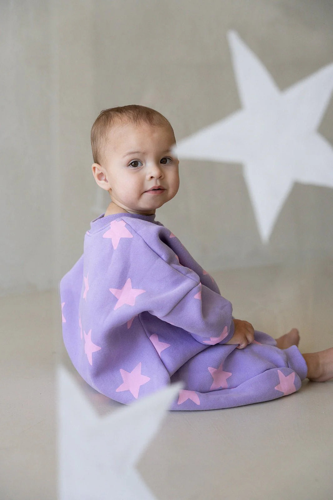 Star Romper - Lilac/Candy Pink