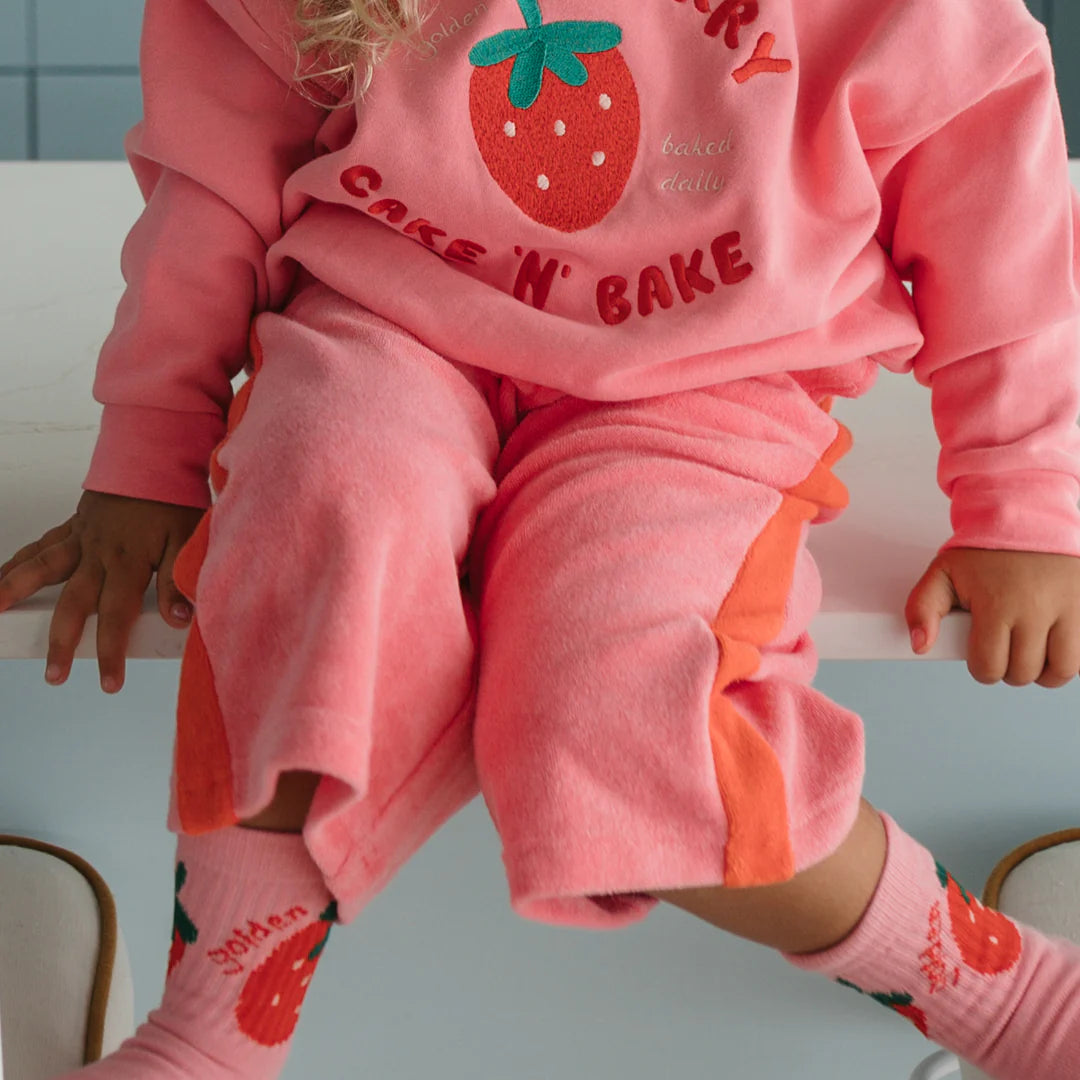 Strawberry Cake Wide Leg Pants Terry Towel Meringue Pink / Napoli