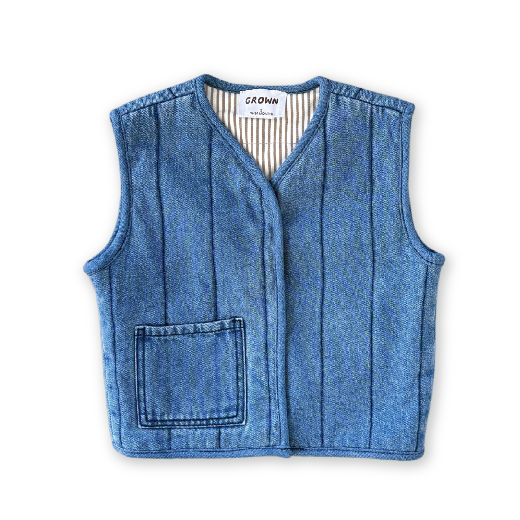 Quilted Reversible Vest - Denim & Paint