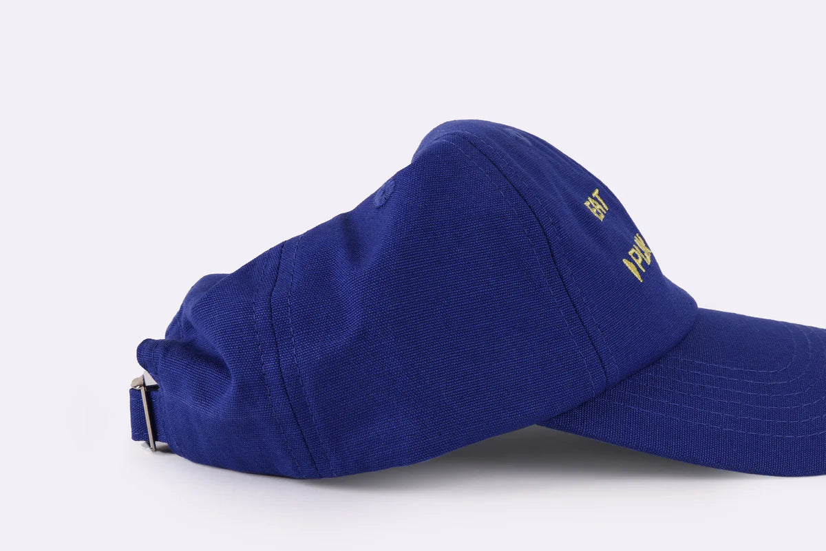 Eat, Sleep, Play, Repeat dad cap in cobalt blue