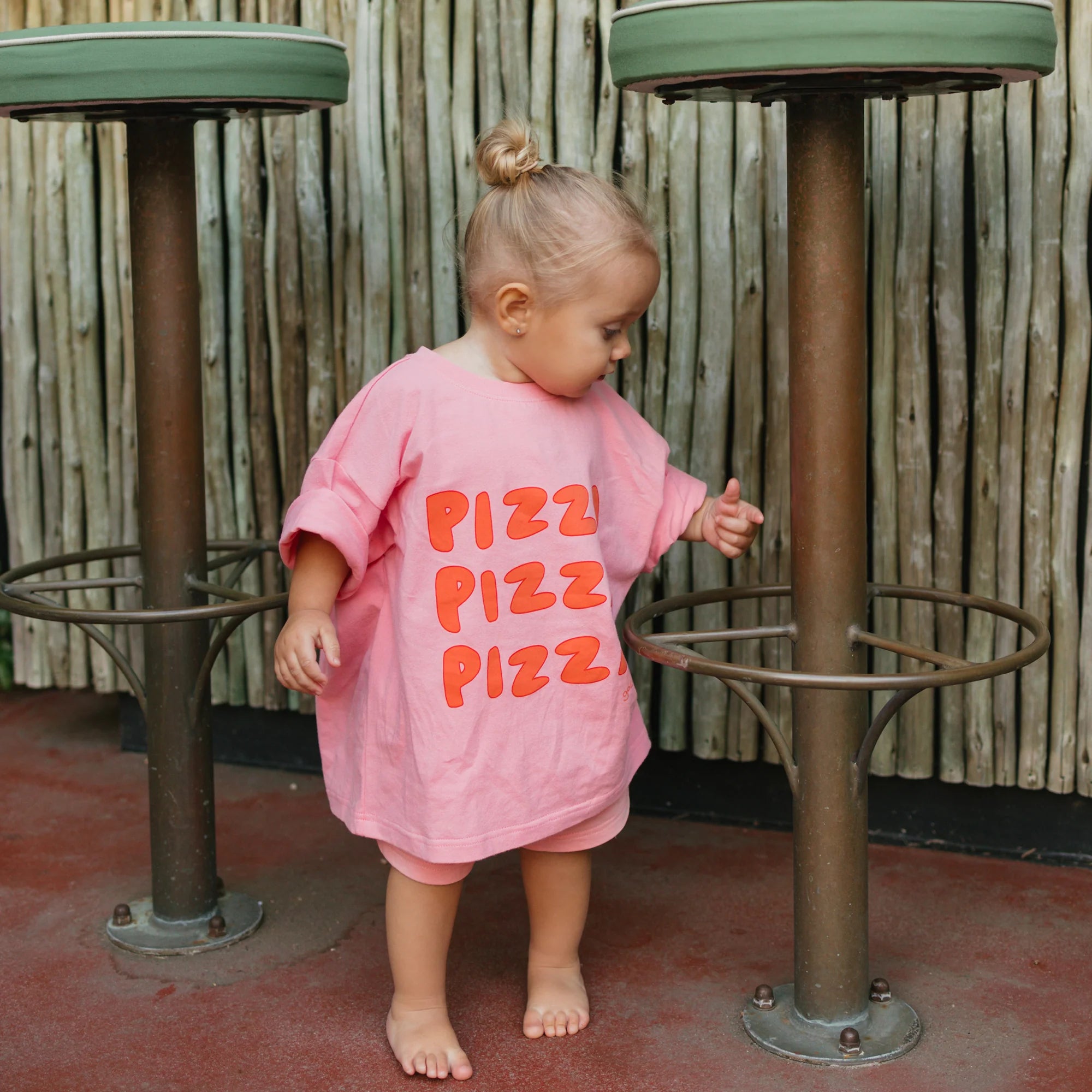 Pizza Mid Sleeve Tee Meringue Pink