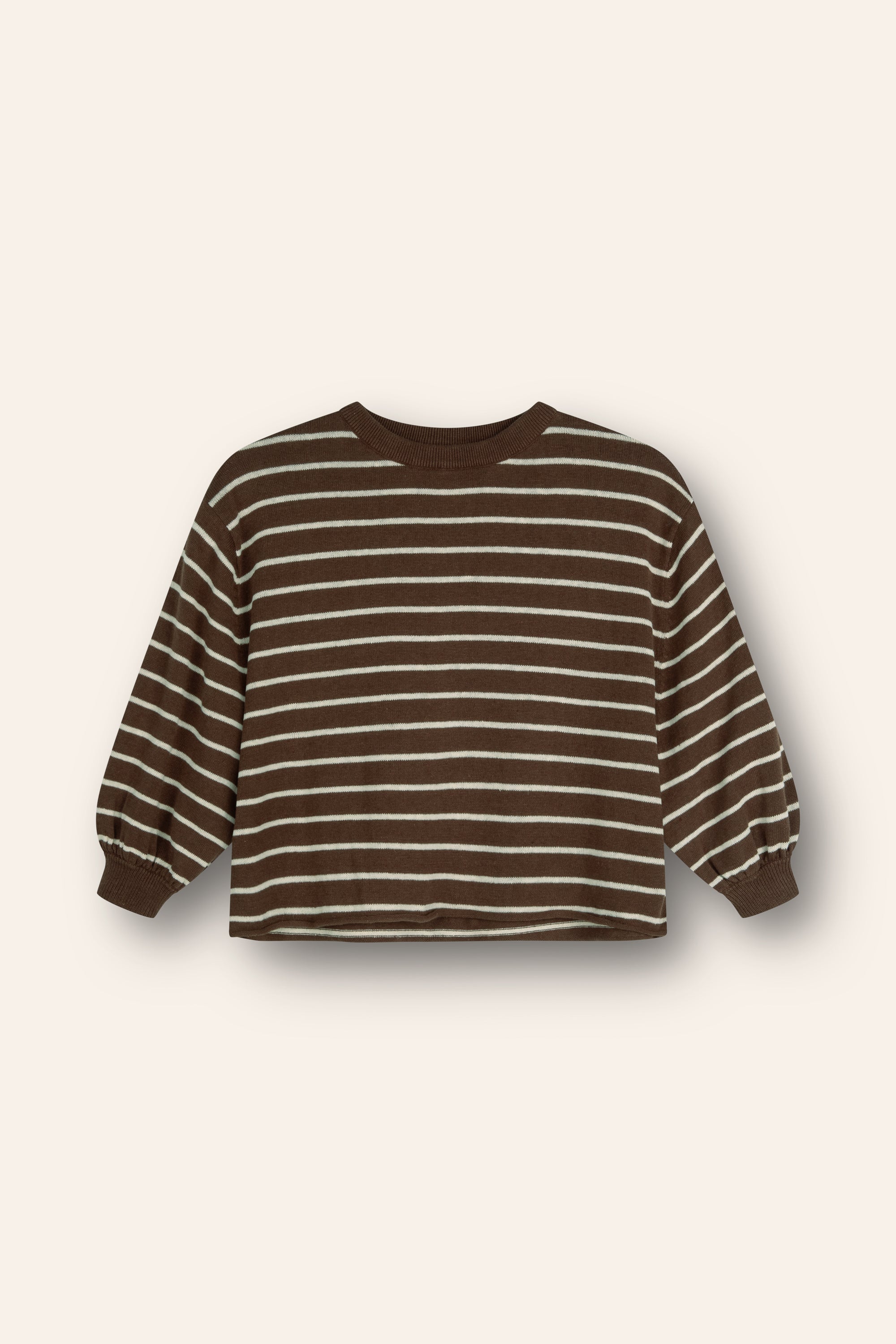 Lightweight Knit Pullover | Choc Stripe