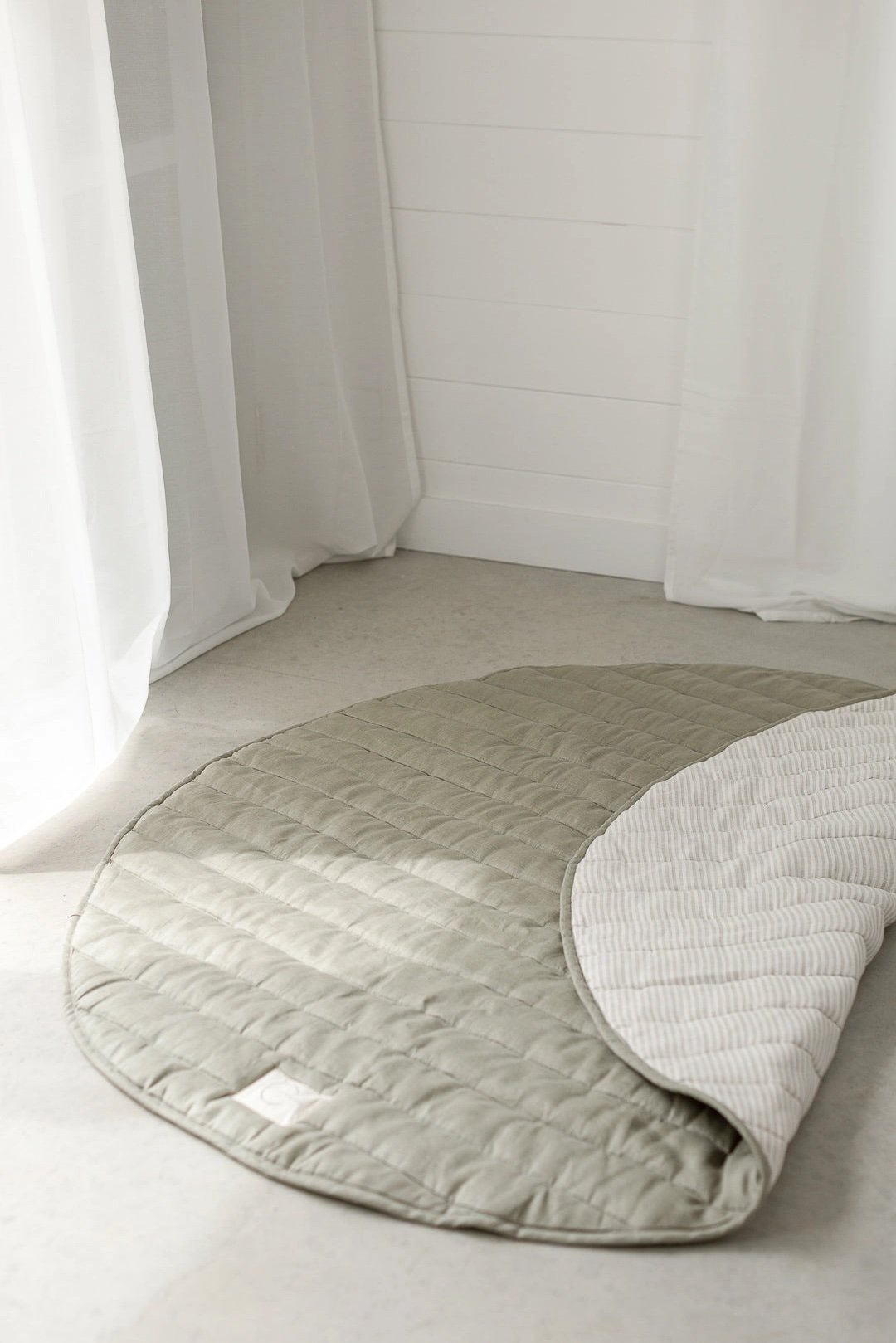 Linen Label ~ Soft Sage & Pinstripe - French Linen Baby Play Mat