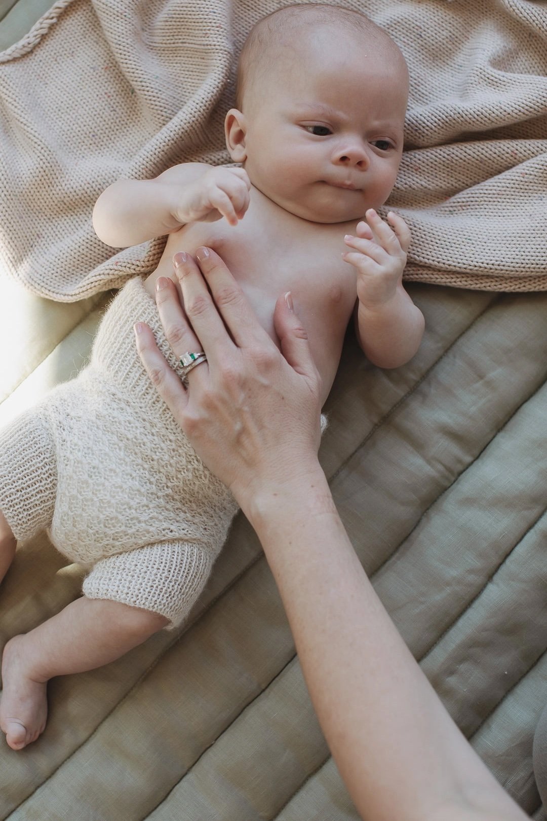 Linen Label ~ Soft Sage & Pinstripe - French Linen Baby Play Mat