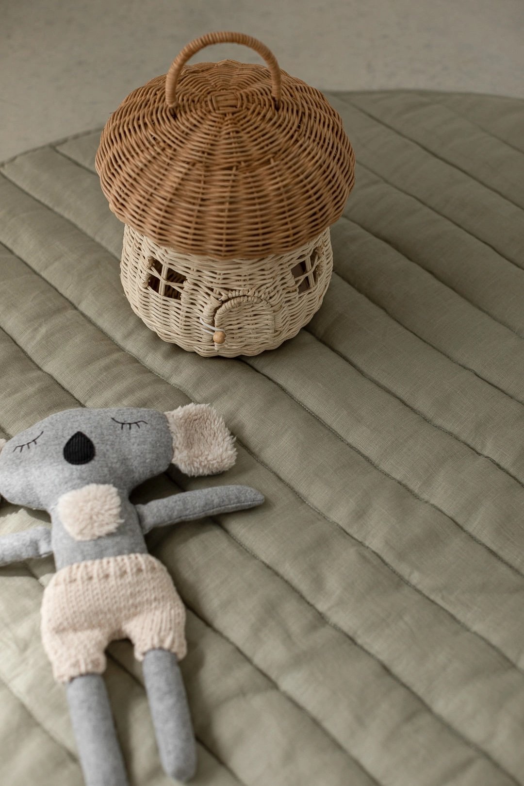 Linen Label ~ Soft Sage & Pinstripe - French Linen Baby Play Mat